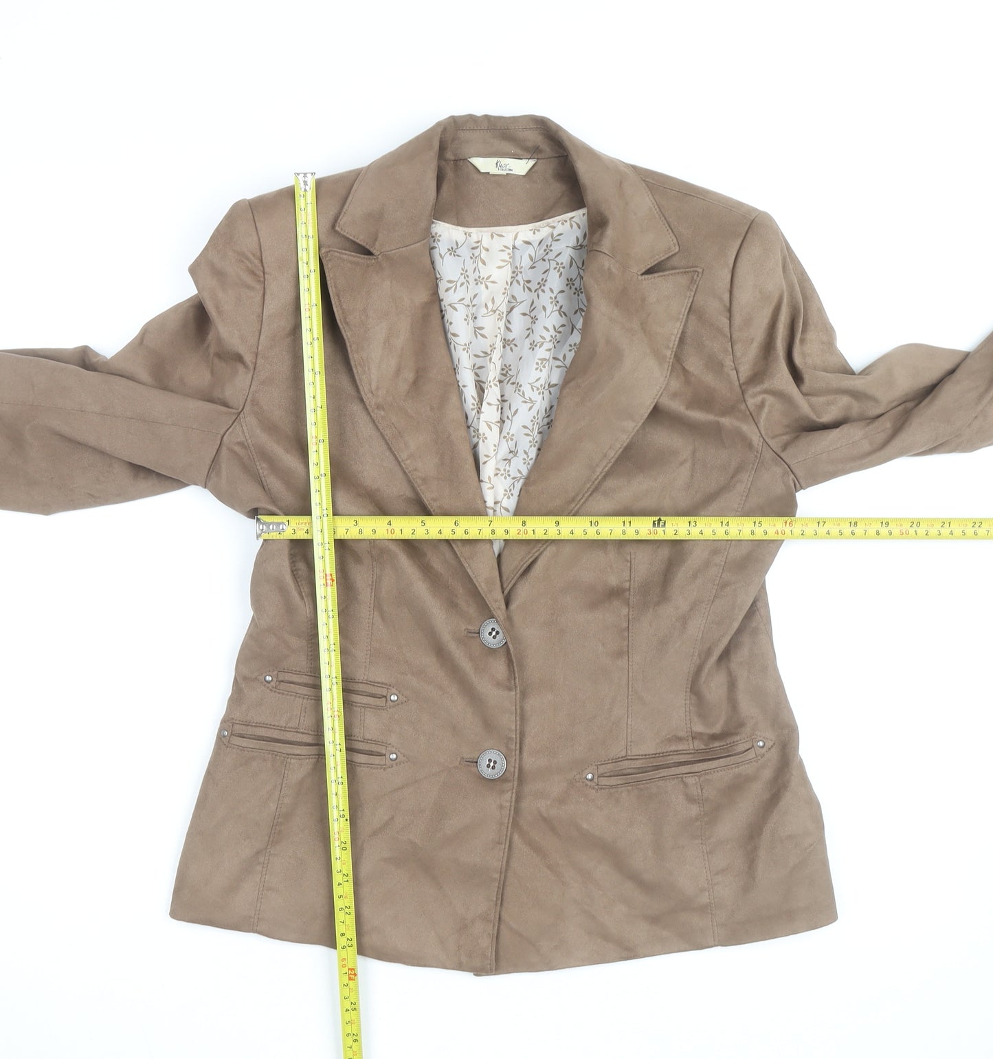 Klass Collection Women Brown Faux Suede Blazer Size 12 Lined Jacket