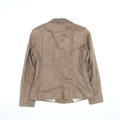 Klass Collection Women Brown Faux Suede Blazer Size 12 Lined Jacket