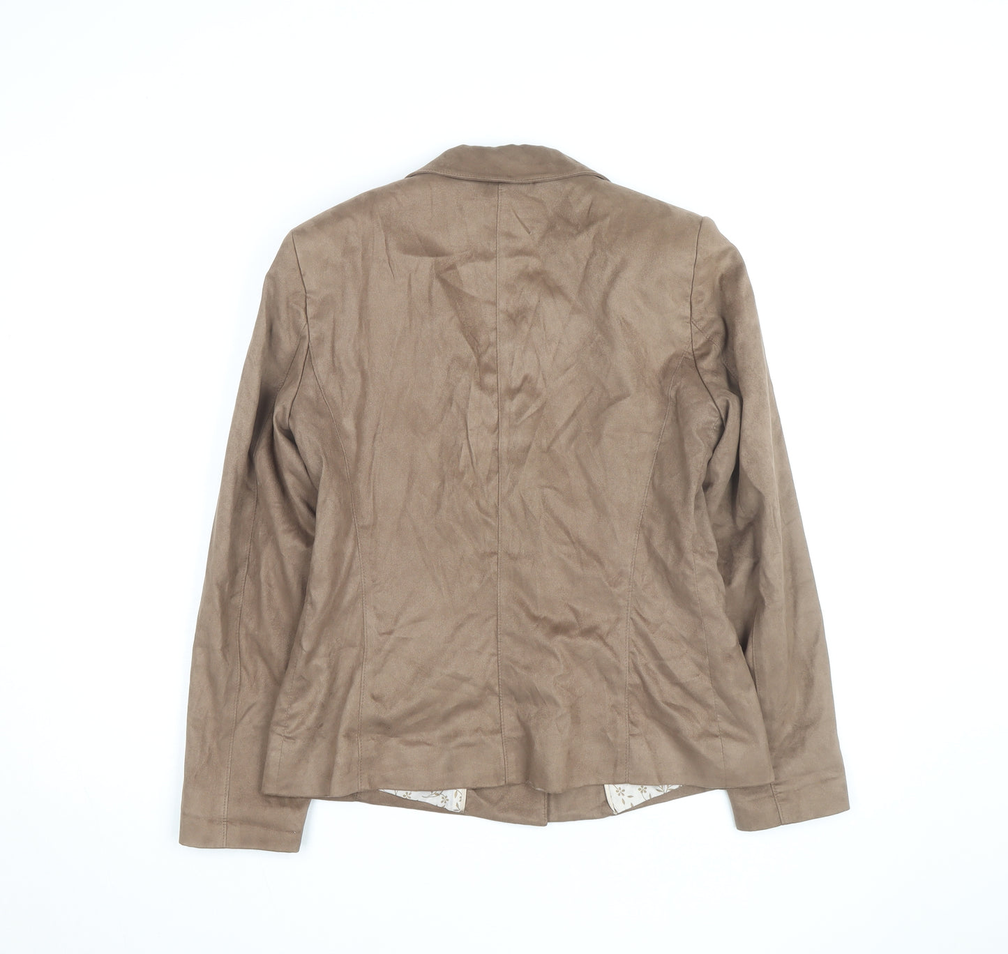 Klass Collection Women Brown Faux Suede Blazer Size 12 Lined Jacket