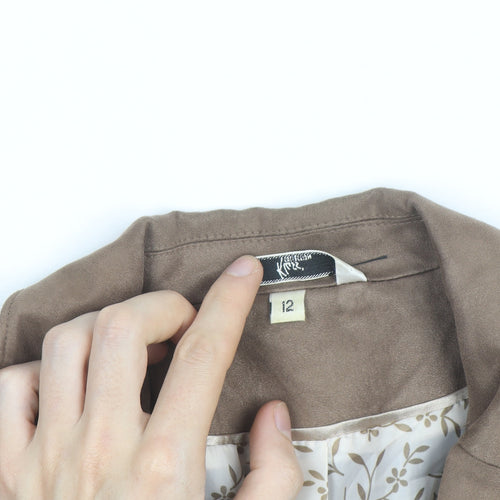 Klass Collection Women Brown Faux Suede Blazer Size 12 Lined Jacket