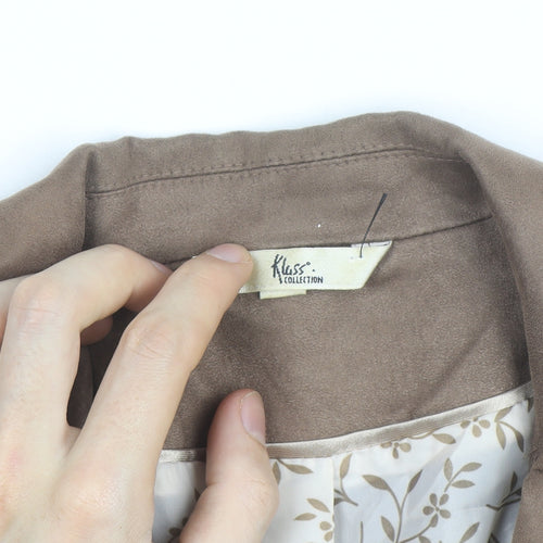 Klass Collection Women Brown Faux Suede Blazer Size 12 Lined Jacket