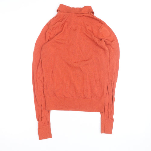 & Other Stories Women Orange Collared Zip Jumper XS Cotton Knit