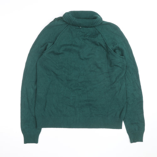 Karen Scott Men’s Green Roll Neck Cotton Jumper Size M