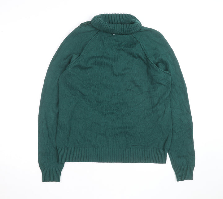 Karen Scott Men’s Green Roll Neck Cotton Jumper Size M