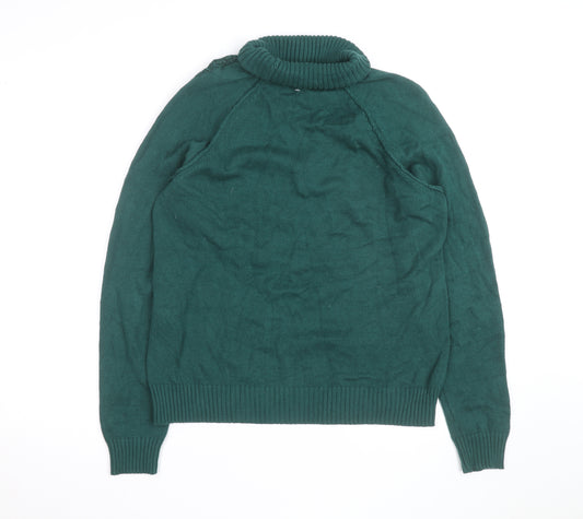 Karen Scott Men’s Green Roll Neck Cotton Jumper Size M