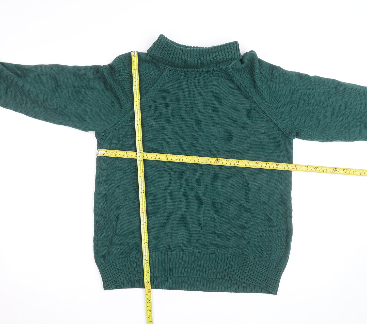 Karen Scott Men’s Green Roll Neck Cotton Jumper Size M
