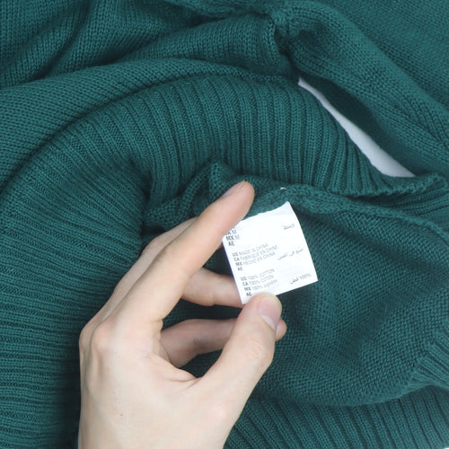 Karen Scott Men’s Green Roll Neck Cotton Jumper Size M