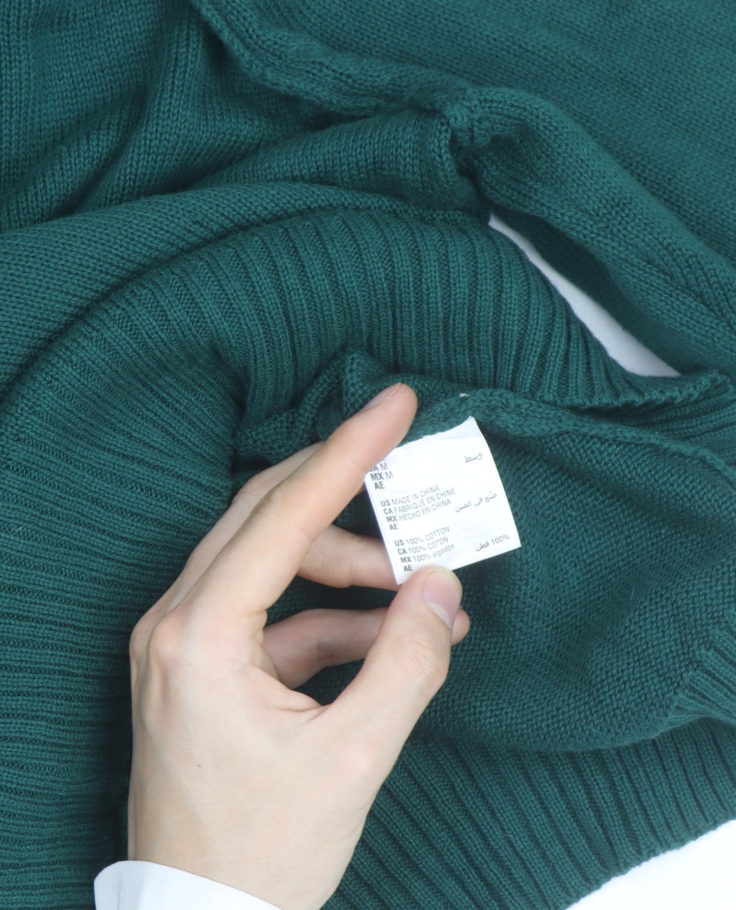 Karen Scott Men’s Green Roll Neck Cotton Jumper Size M