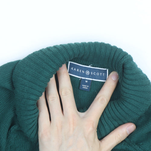 Karen Scott Men’s Green Roll Neck Cotton Jumper Size M