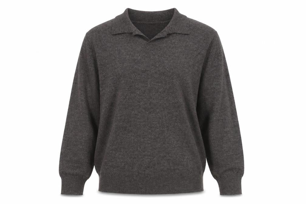 Front view of Conte di Milano Men's Brown Collared Wool Blend jumper M