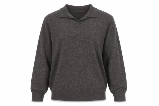 Front view of Conte di Milano Men's Brown Collared Wool Blend jumper M
