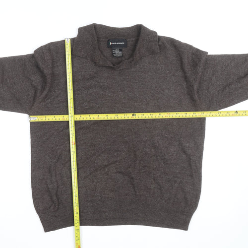 Conte di Milano Men's Brown Collared Wool Blend Pullover Jumper M