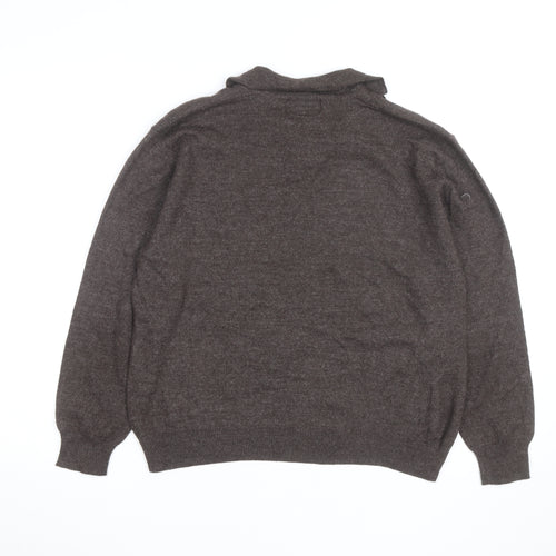 Conte di Milano Men's Brown Collared Wool Blend Pullover Jumper M