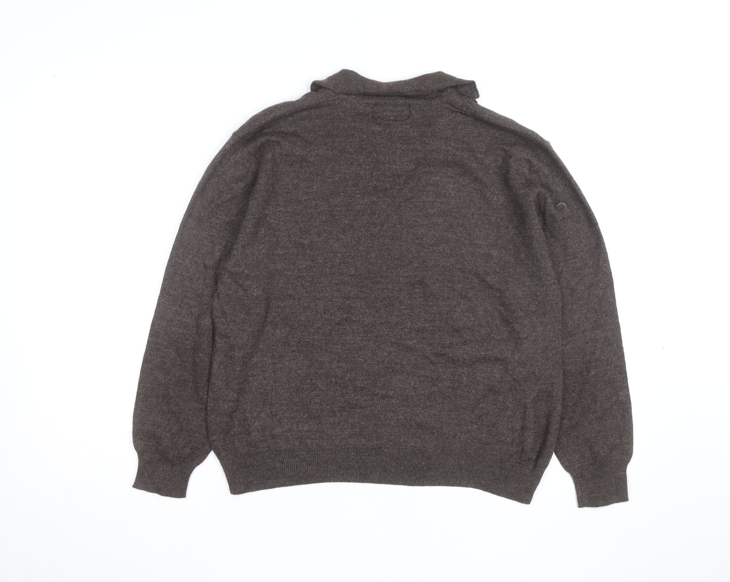 Conte di Milano Men's Brown Collared Wool Blend Pullover Jumper M