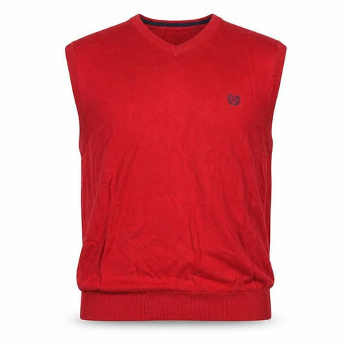 Chaps Men's Red Cotton V-Neck Sleeveless Vest Jumper XL