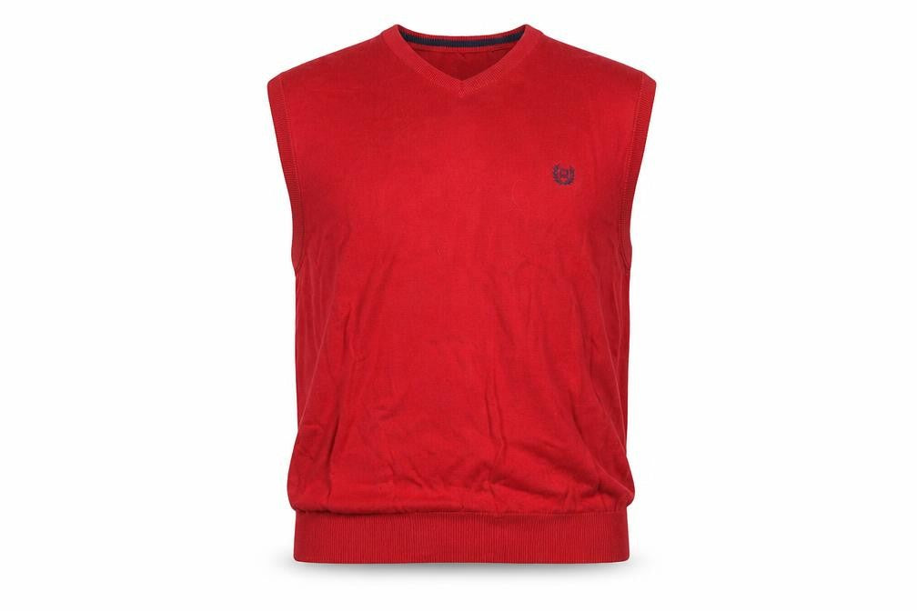 Chaps Men's Red Cotton V-Neck Sleeveless Vest Jumper XL