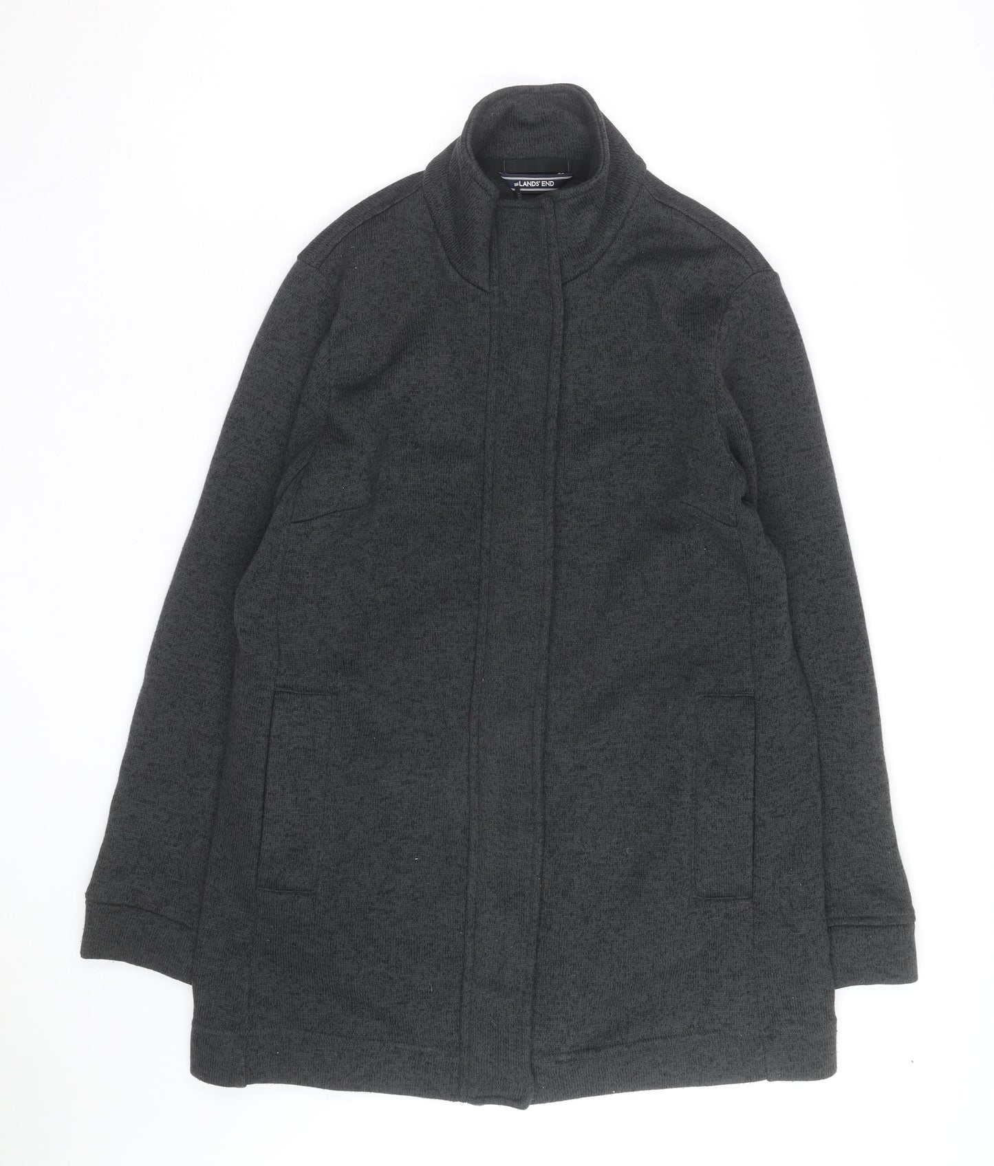 Lands' End Men's Grey Full Zip Fleece Jacket M Regular