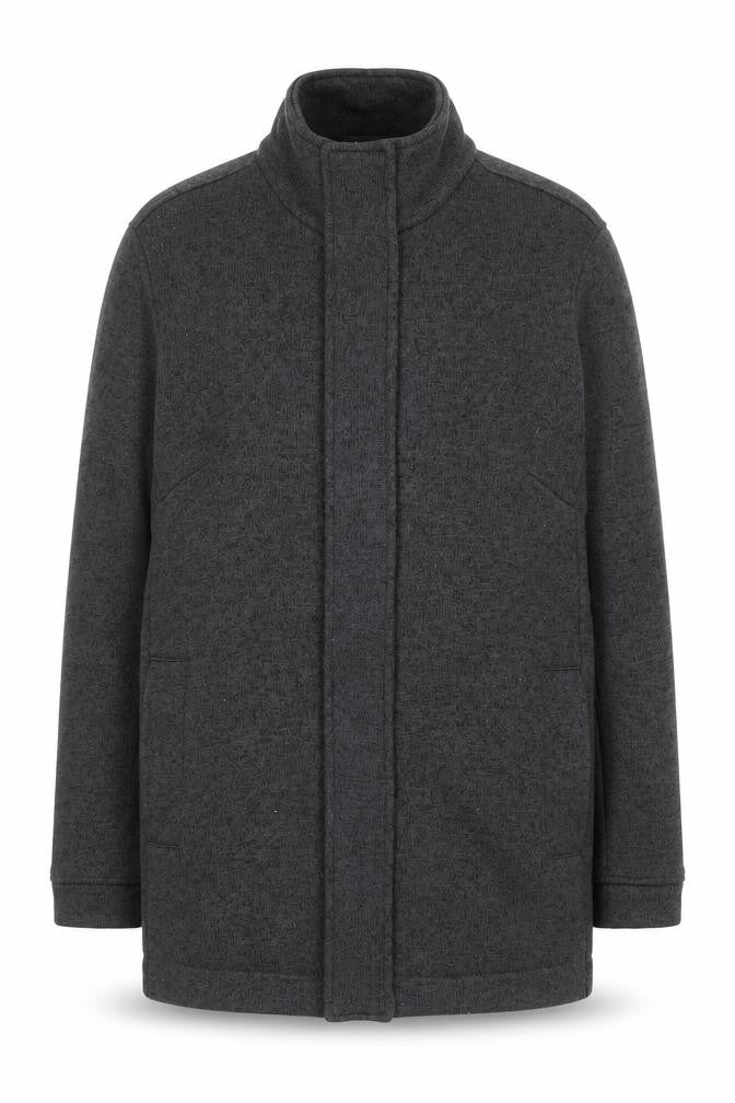 Front view of Lands' End Men's Grey Full Zip Fleece Jacket M Regular