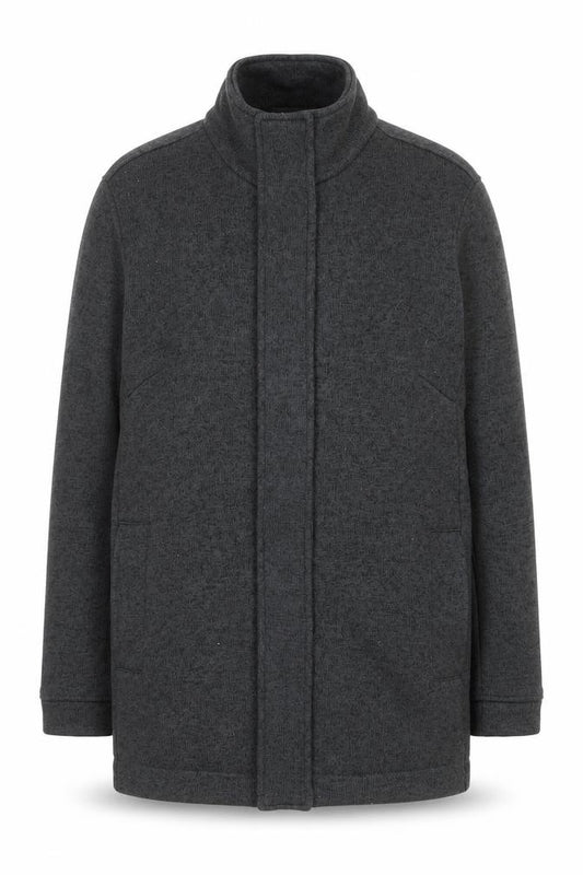 Front view of Lands' End Men's Grey Full Zip Fleece Jacket M Regular