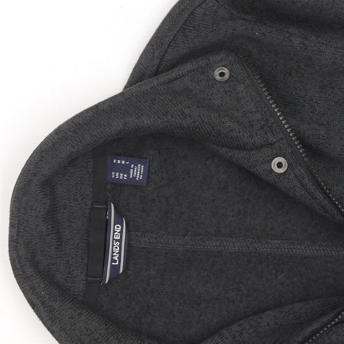 Lands' End Men's Grey Full Zip Fleece Jacket M Regular