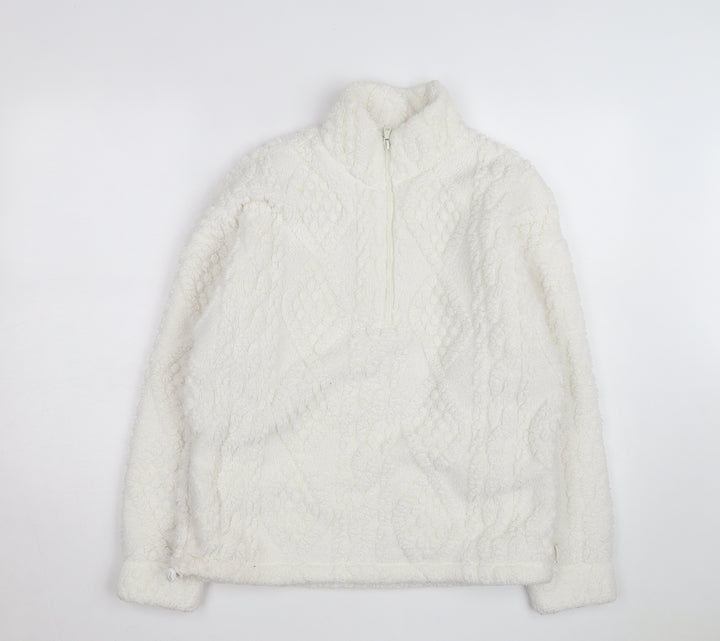 Gilly Hicks Men's White Fleece 1/2 Zip Pullover Jumper XS