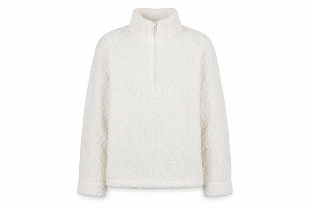 Front view of Gilly Hicks Men's White Fleece 1/2 Zip jumper XS