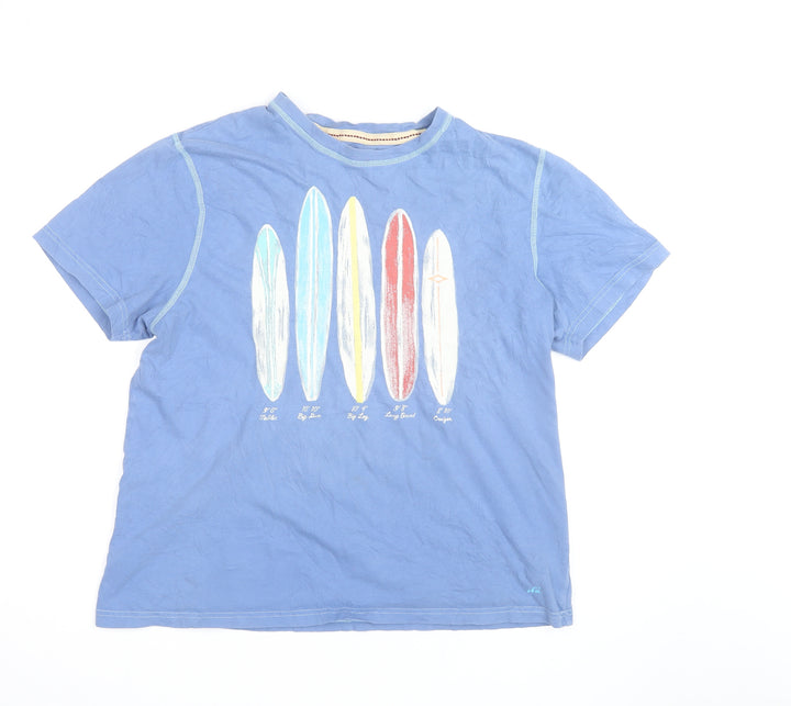 Marks and Spencer Mens Blue Surfboard Graphic Cotton T-Shirt L