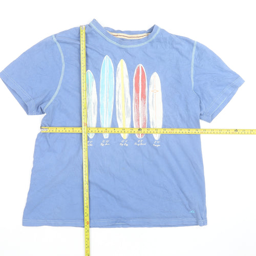Marks and Spencer Mens Blue Surfboard Graphic Cotton T-Shirt L