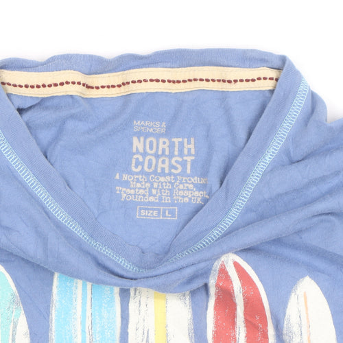 Marks and Spencer Mens Blue Surfboard Graphic Cotton T-Shirt L