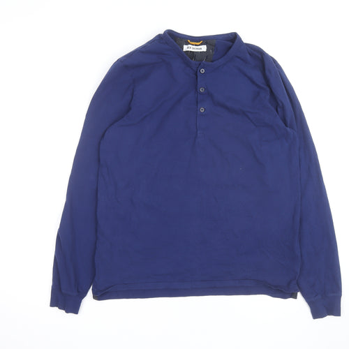 Ben Sherman Men's Blue Long Sleeve Henley Cotton Shirt L