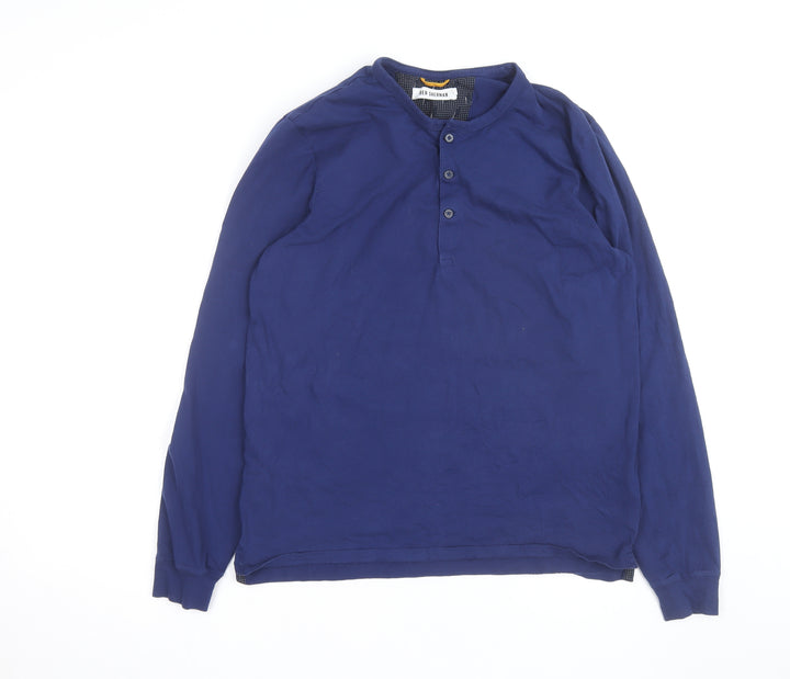 Ben Sherman Men's Blue Long Sleeve Henley Cotton Shirt L