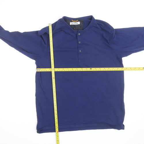 Ben Sherman Men's Blue Long Sleeve Henley Cotton Shirt L
