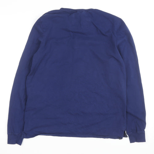 Ben Sherman Men's Blue Long Sleeve Henley Cotton Shirt L