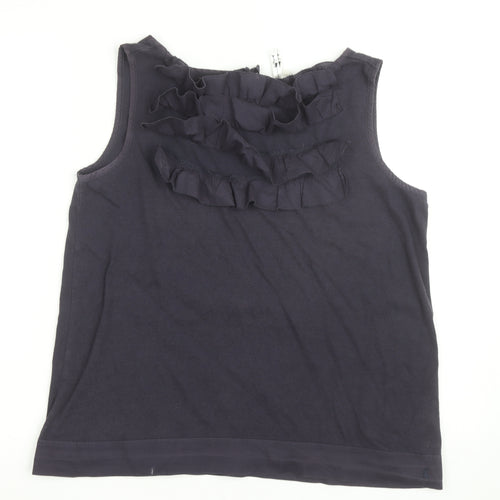 Toby Dale Women's Navy Sleeveless Ruffle Top Size 16 Cotton Blend