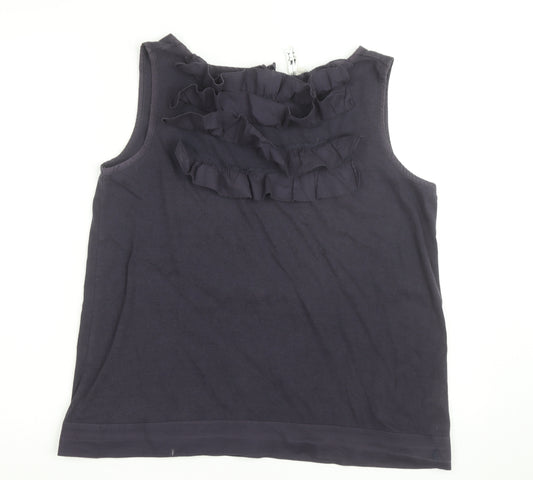 Toby Dale Women's Navy Sleeveless Ruffle Top Size 16 Cotton Blend