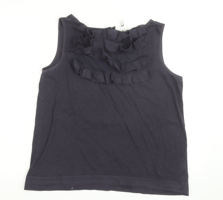 Toby Dale Women's Navy Sleeveless Ruffle Top Size 16 Cotton Blend