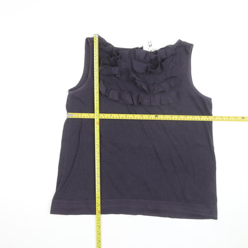 Toby Dale Women's Navy Sleeveless Ruffle Top Size 16 Cotton Blend