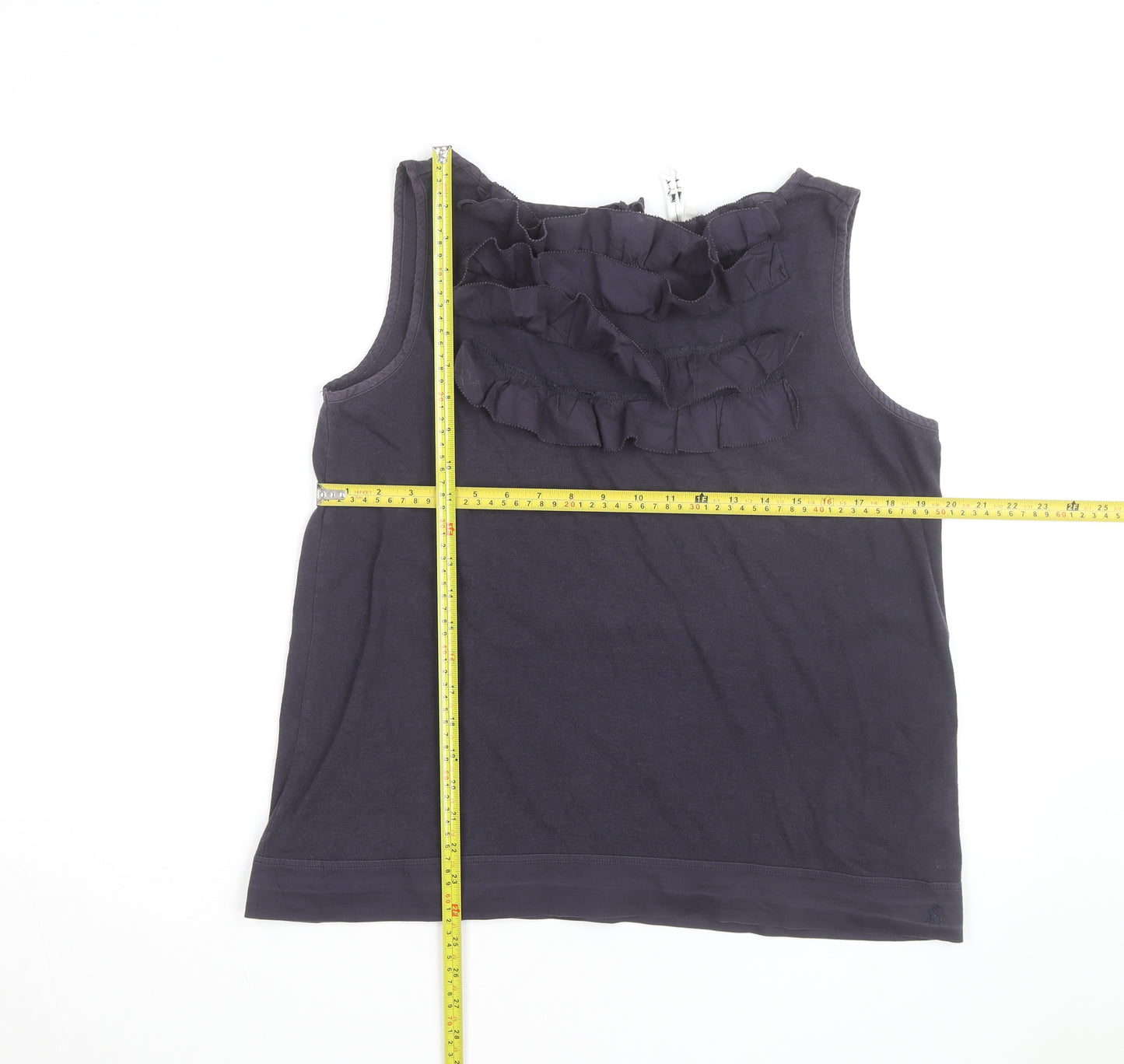 Toby Dale Women's Navy Sleeveless Ruffle Top Size 16 Cotton Blend