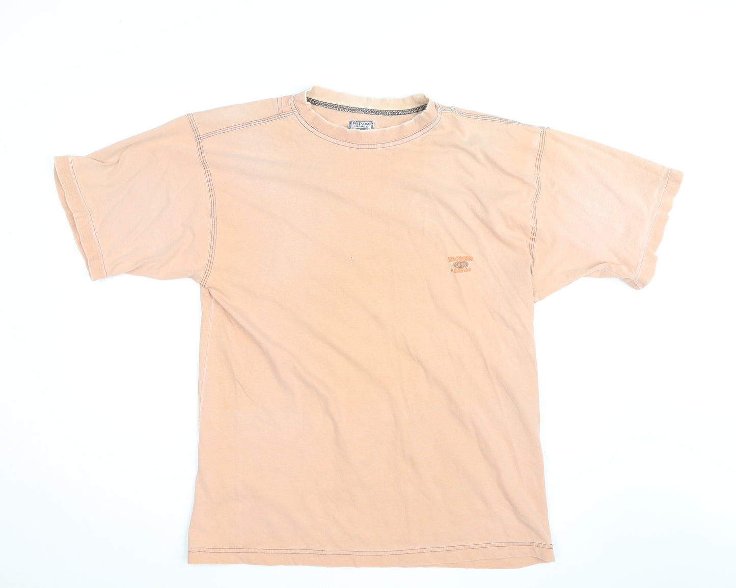 Watsons Heavies Men's Beige Vintage Cotton Crew Neck T-Shirt One Size