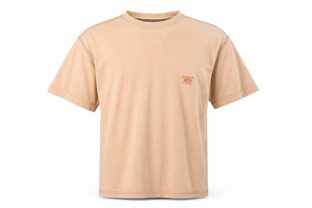 Watsons Heavies Men's Beige Vintage Cotton Crew Neck T-Shirt One Size