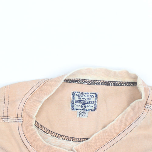 Watsons Heavies Men's Beige Vintage Cotton Crew Neck T-Shirt One Size