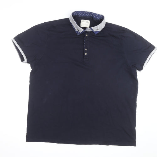Burton Menswear London Men’s Blue 2XL Collared Short Sleeve Casual Shirt