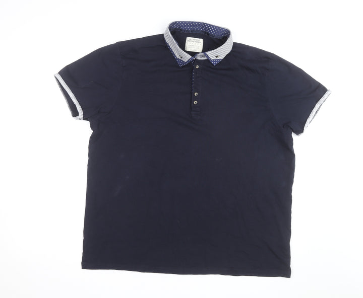 Burton Menswear London Men’s Blue 2XL Collared Short Sleeve Casual Shirt