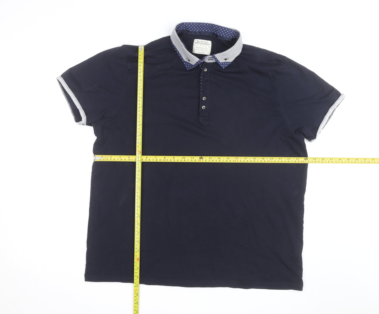 Burton Menswear London Men’s Blue 2XL Collared Short Sleeve Casual Shirt