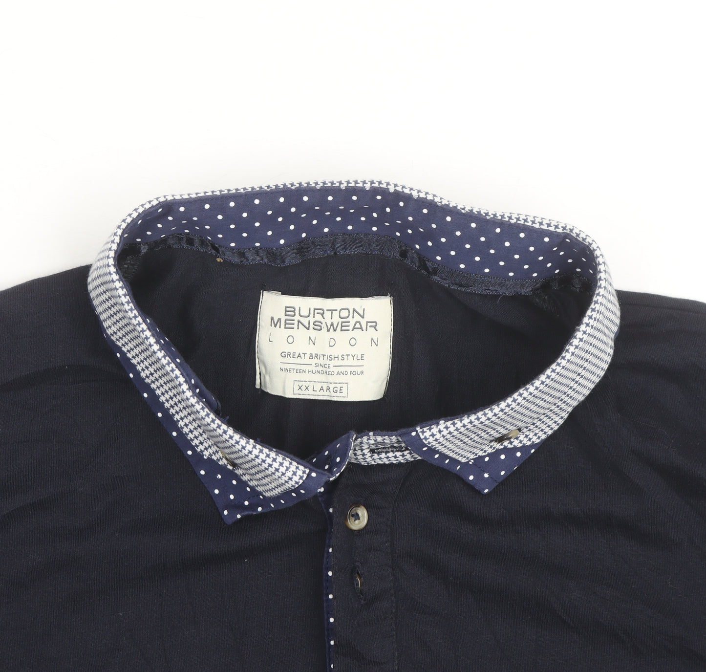 Burton Menswear London Men’s Blue 2XL Collared Short Sleeve Casual Shirt
