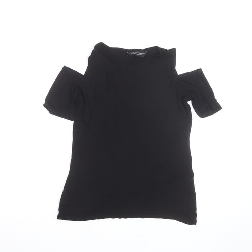 Dorothy Perkins Women's Black Cold Shoulder Jersey T-Shirt Size 12