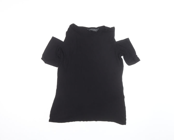 Dorothy Perkins Women's Black Cold Shoulder Jersey T-Shirt Size 12