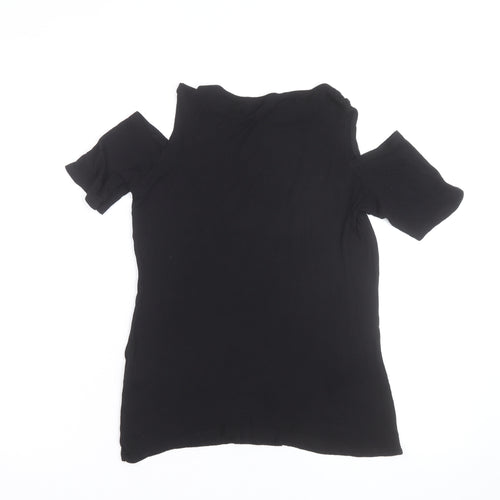 Dorothy Perkins Women's Black Cold Shoulder Jersey T-Shirt Size 12