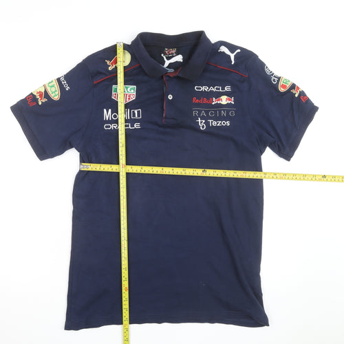 Puma Red Bull Racing Mens Blue XL Embroidered Short Sleeve Polo Shirt