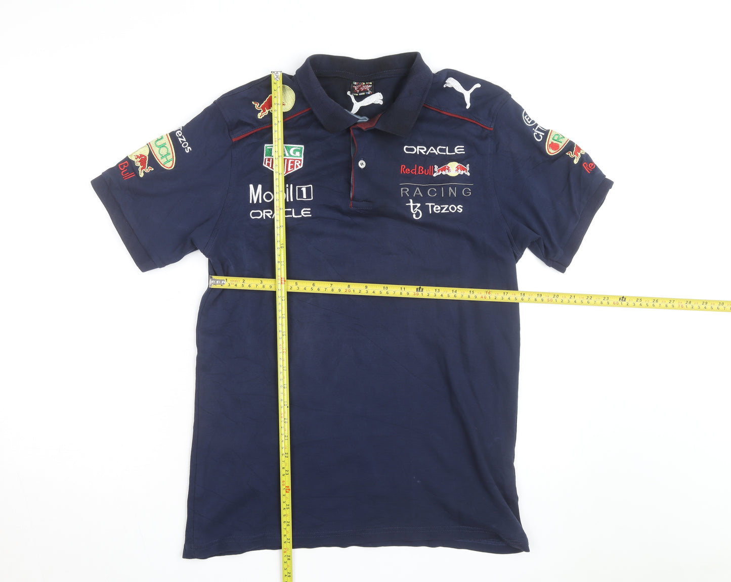 Puma Red Bull Racing Mens Blue XL Embroidered Short Sleeve Polo Shirt